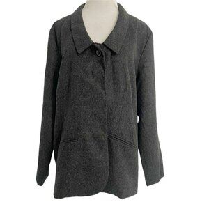 NEW WinterSilks Size XL Jacket Blazer Gray Button Down Collared